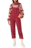 Free People Ziggy Corduroy Overalls In Garnet Royale
