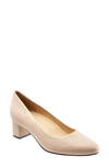 Trotters Kari Womens Block Heel Pointed Toe Pumps In Nude Leather