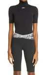 Off-white Black Stretch Second Skin Turtleneck In Black White