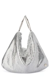 Olga Berg Shar Mesh Convertible Bag In Silver
