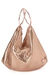 Olga Berg Shar Mesh Convertible Bag In Rose Gold