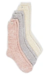 Ugg Leda Assorted 3-pack Sparkle Crew Socks In White / Lotus Blossom / Seal