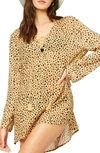 Billabong Blue Skies Long Sleeve Cover-up Dress In Gold Dust