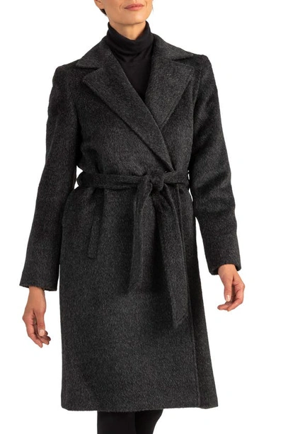 Sofia Cashmere Belted Alpaca & Wool Coat In Charcoal