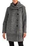Sofia Cashmere Cocoon Wool & Alpaca Blend Bouclé Coat In Black/ White