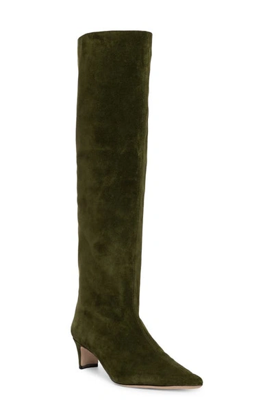 Staud Wally Suede Patchwork Tall Boots In Olive