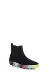 Asportuguesas By Fly London Caia Chelsa Boot In Black/ Multi Tweed/ Felt