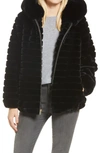 Gallery Hooded Faux Fur Jacket In Black
