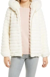 Gallery Hooded Faux Fur Jacket In Cream