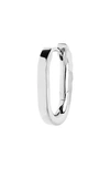 Maria Black White Rhodium-plated Woods Single Huggie Hoop Earring In Silver Hp
