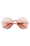 Chloé 61mm Round Sunglasses In Gold/ Pink