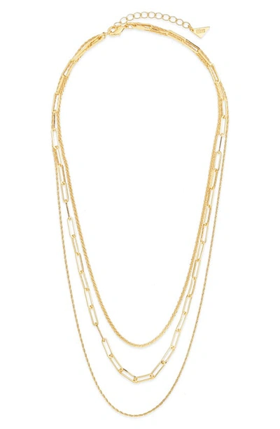 Sterling Forever Kori Triple Layered Necklace In Gold