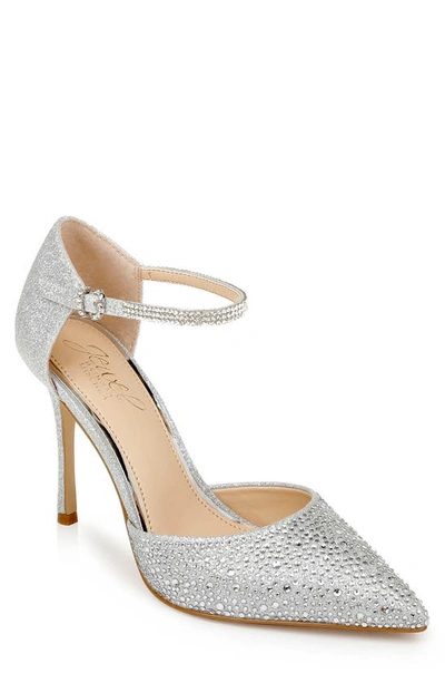 Jewel Badgley Mischka Jailene Ankle Strap Pump In Silver Glitter