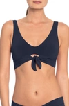 Robin Piccone Ava Knot Front Bikini Top In Navy