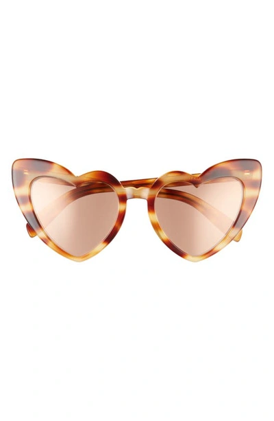 Saint Laurent New Wave Loulou Tortoiseshell Sunglasses In Brown