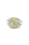 Lagos Sterling Silver & 18k Yellow Gold Caviar Luxe Diamond Large Knot Ring In Diamond