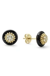Lagos Meridian 18k Yellow Gold And Black Caviar Diamond Stud Earrings In Diamond