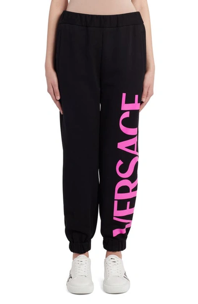 Versace Logo Straight-leg Sweatpants In Black