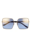 Dolce & Gabbana 60mm Square Sunglasses In Gold/ Blue Mirror Grad Gold