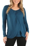 Angel Maternity Petal Front Maternity/nursing Top In Teal