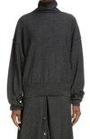Lemaire Reversible Funnel Neck Wool Sweater In Submarine Chine 113