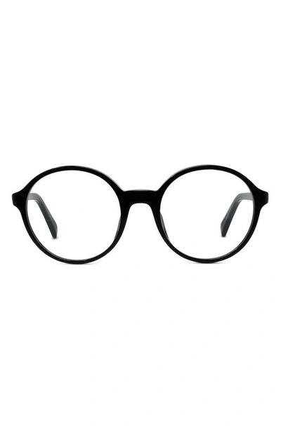 Celine 53mm Round Reading Glasses In Shiny Black