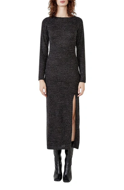 Bardot Melangé Knit Long Sleeve Dress In Charcoal