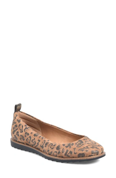 Comfortiva Ronah Leopard Print Flat In Cognac Suede ModeSens
