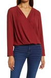 Halogenr Cross Front Blouse In Red Pomegranate