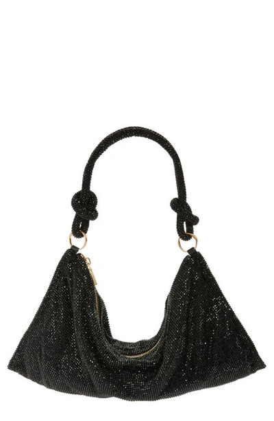 Cult Gaia Hera Knotted Rhinestone Mini Shoulder Bag In Black