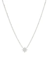 Anzie Sapphire Starburst Pendant Necklace In White Silver