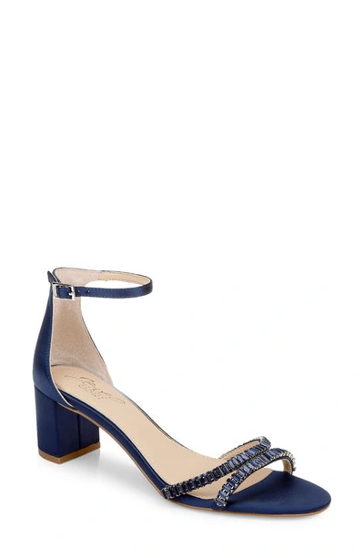 Jewel Badgley Mischka Joanne Embellished Block Heel Sandal In Navy