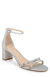 Jewel Badgley Mischka Joanne Embellished Block Heel Sandal In Light Gold