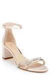 Jewel Badgley Mischka Joanne Embellished Block Heel Sandal In Champagne