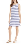 Beachlunchlounge Alina Stripe Linen & Cotton Shift Dress In Indian Sky