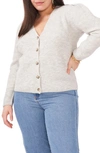 1.state Puff Sleeve Cardigan In Silver Heather