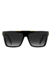 Marc Jacobs Rectangle Acetate Shield Sunglasses In Black / Grey Shaded