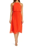 Sam Edelman Sleeveless Pleated Midi Dress In Coral