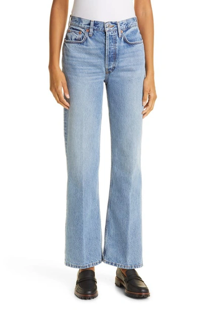 Re/done '70s High Waist Bootcut Jeans In Medium Fade With Crease