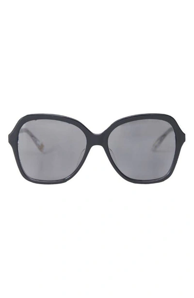 Mohala Eyewear Hiilawe Universal 56mm Polarized Round Sunglasses In Black Lava