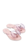 Melissa Slim Water Resistant Flip Flop In Pink Glitter/ Beige