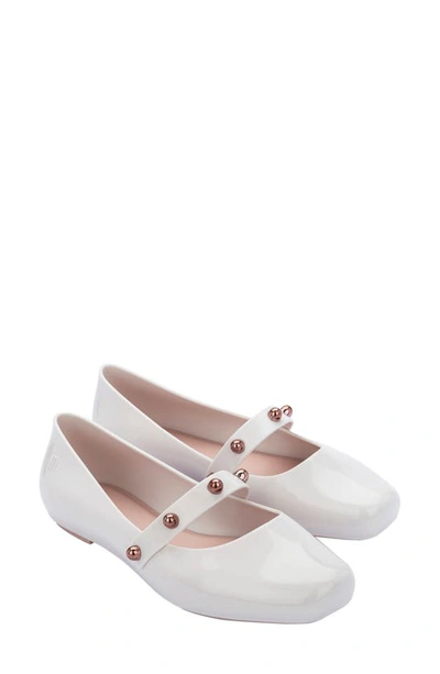 Melissa Aura Iii Water Resistant Mary Jane In White/ Pink