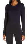 Icebreaker Oasis Long Sleeve Merino Wool Base Layer Tee In Midnight Navy