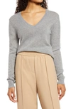 Nordstrom Cashmere Essential V-neck Sweater In Grey Heather