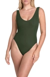 Bound By Bond-eye The Mara Ribbed One-piece Swimsuit In Khaki