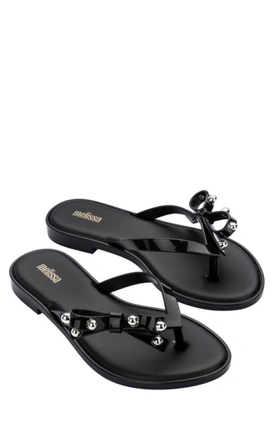 Melissa Women's Flip Slim Ii Studded Bow Scented Thong Sandals In Black