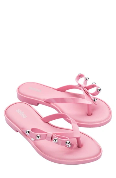 Melissa Women's Flip Slim Ii Studded Bow Scented Thong Sandals In Pink/ Pink