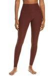 Beyond Yoga Caught In The Midi High-waist Space-dye Leggings In Mahogany Brown