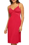 Montelle Intimates Modal Blend Midi Long Chemise In Sunkissed Red