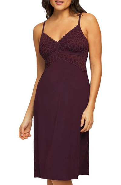 Montelle Intimates Modal Blend Midi Long Chemise In Dark Pansy